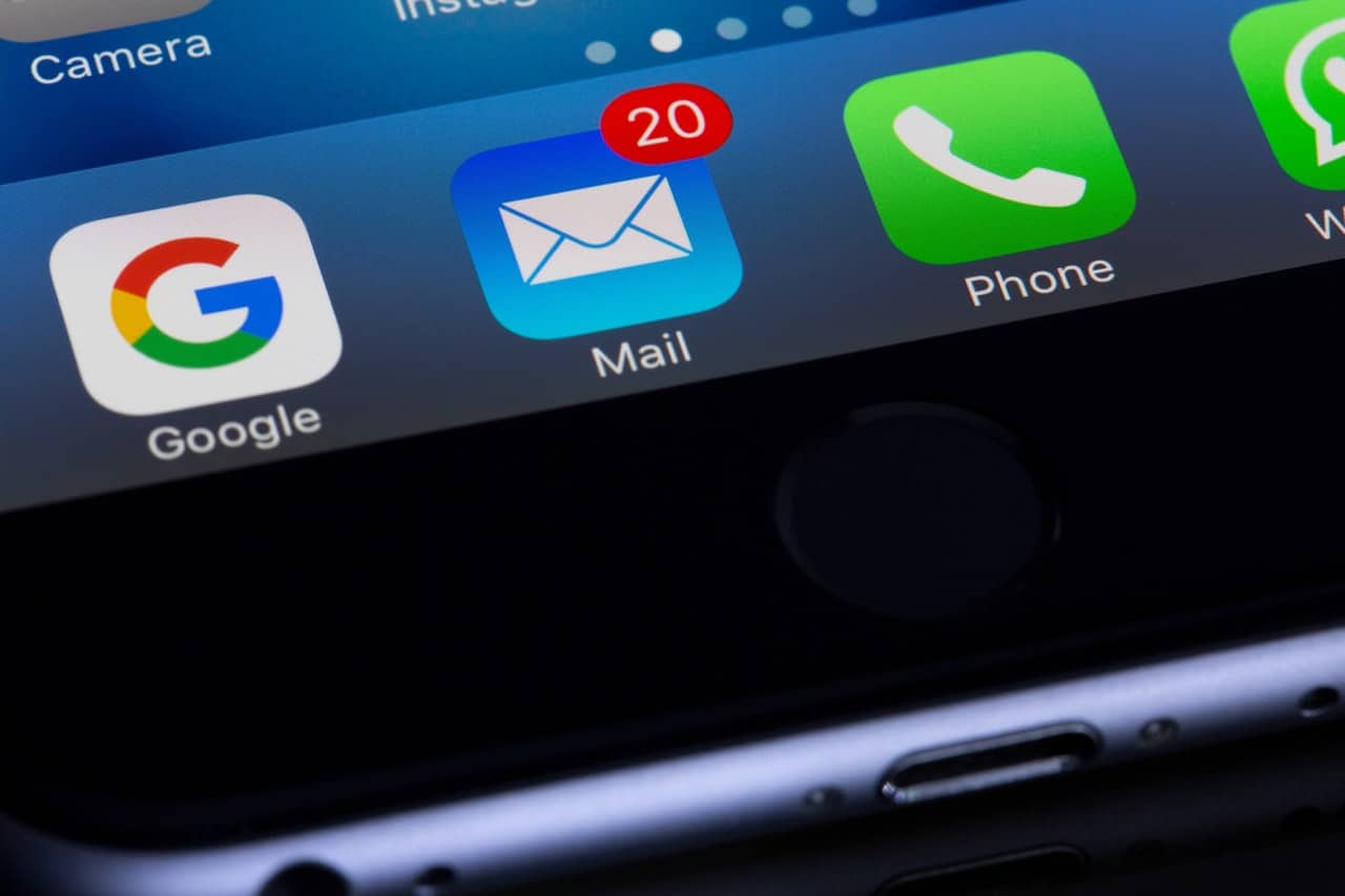 A smartphone displaying an email icon
