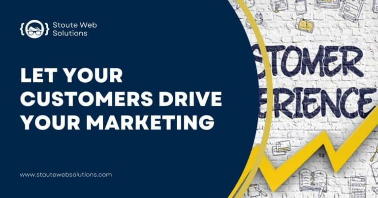 The word Customer Experience and a yellow rising arrow are written on a white wall.