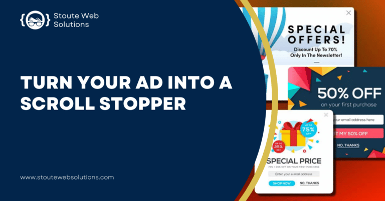 Different pop-ads are displayed on a red background.