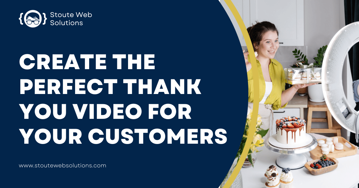 A female entrepreneur creates thank you video for her customers.