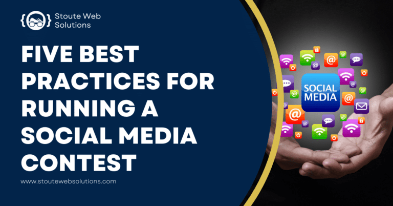 Colorful social media icons floating above two hands.