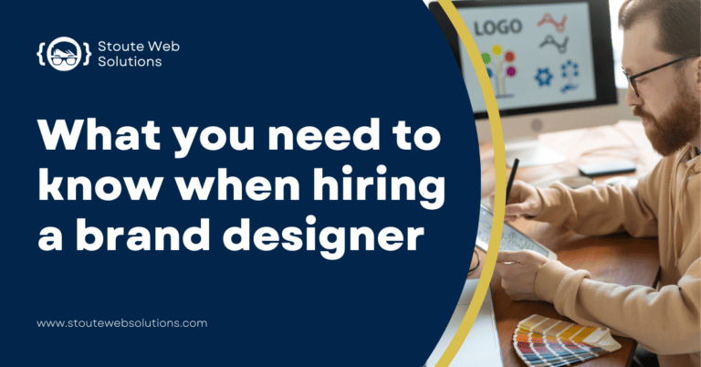 A designer is designing a brand in his office.