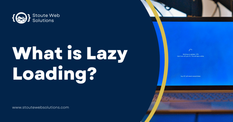 The laptop's screen is blue as it's in loading mode.